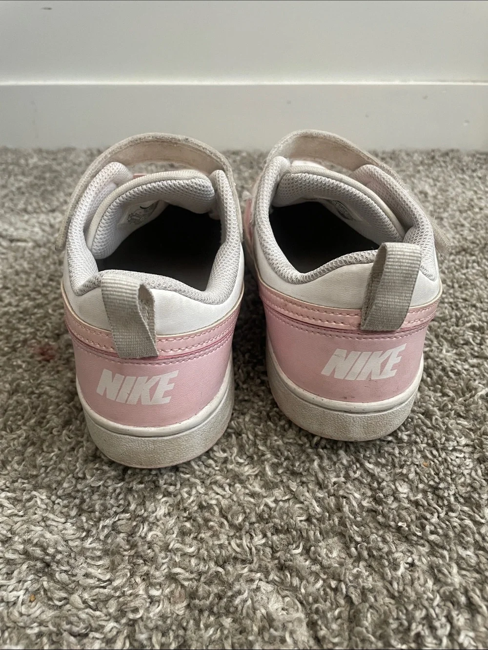 Kids Pink and White Nike Sneakers -Used